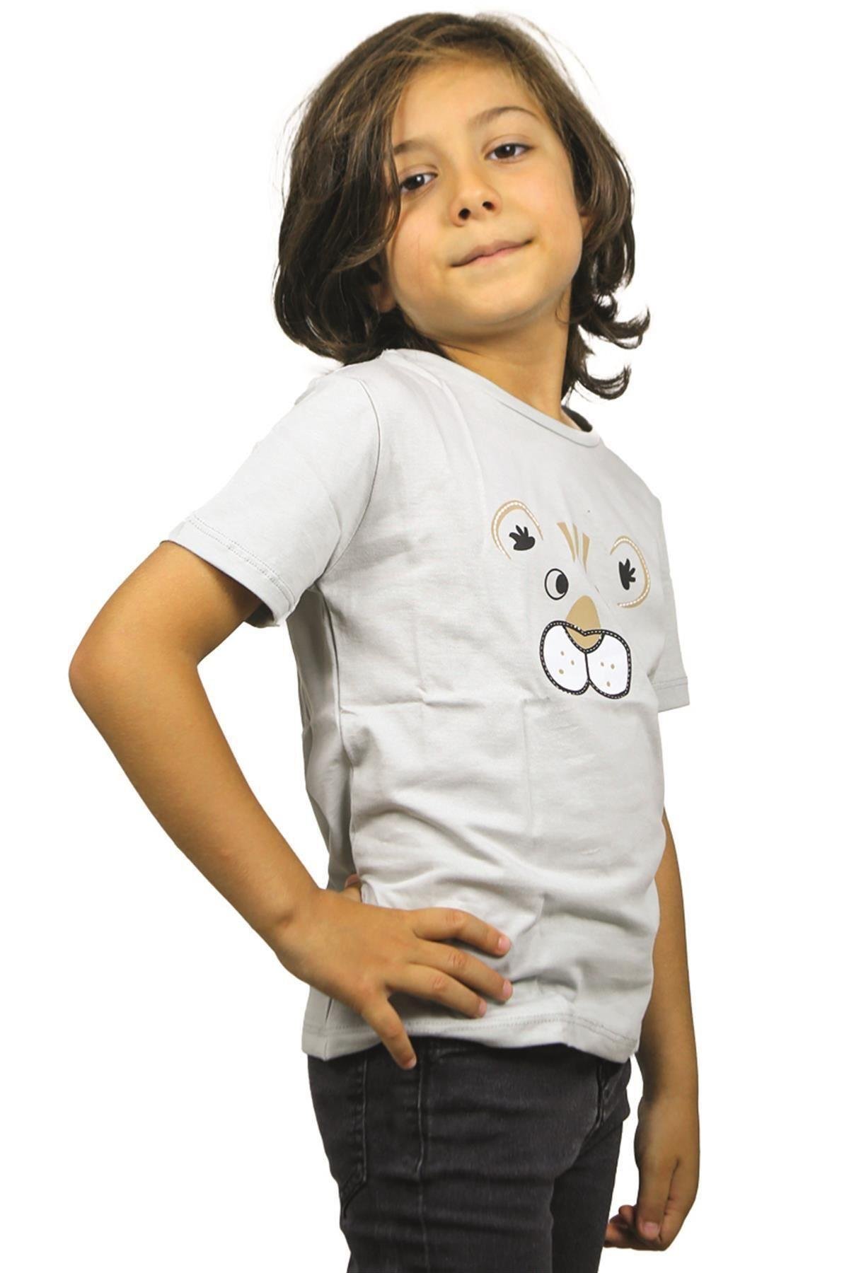 Aslan Desenli Kısa Kol Çocuk T-Shirt