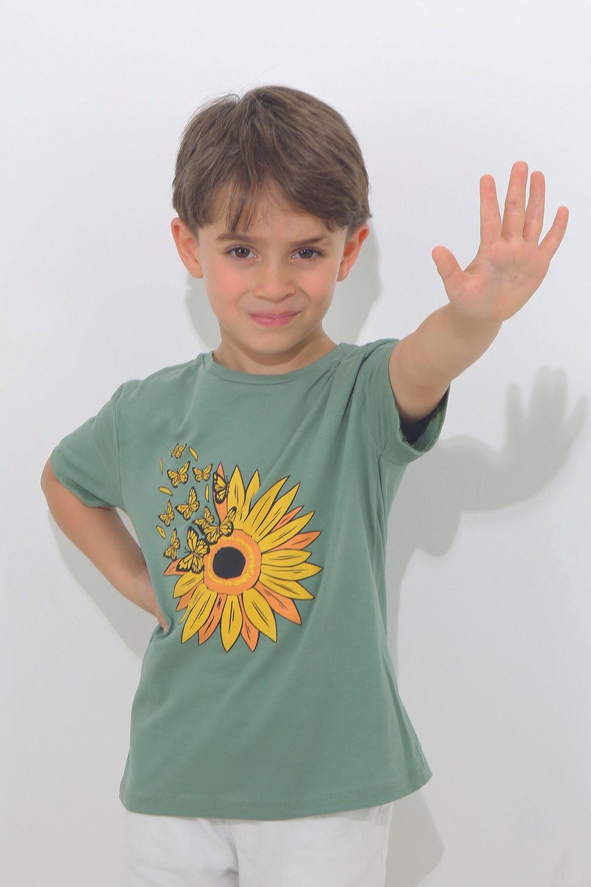 Papatya Desenli Kısa Kol Çocuk T-Shirt
