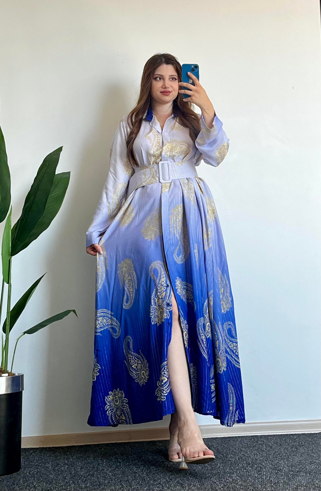 RÜYA SİM DESEN LACİVERT ELBİSE -184