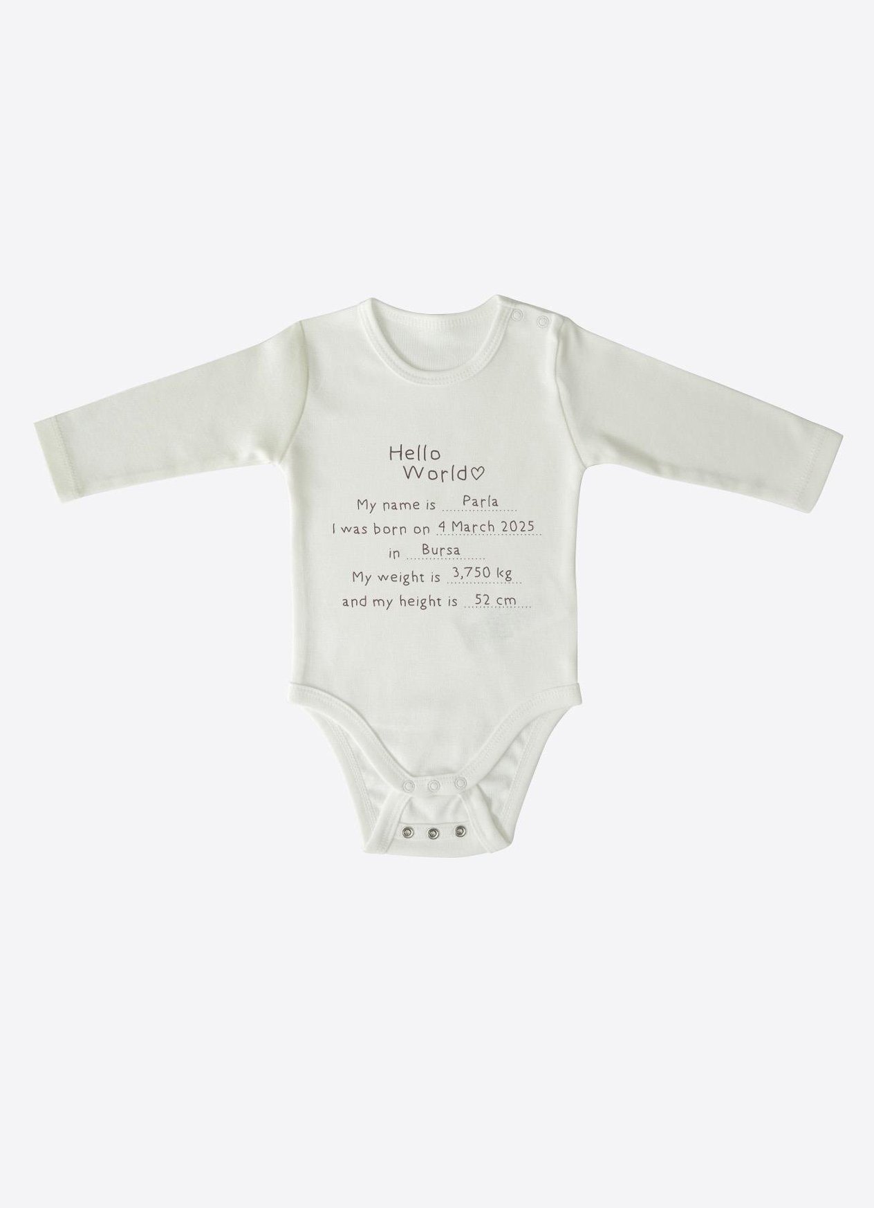 Organik Hello World Uzun Kol Uzayan Body Ekru