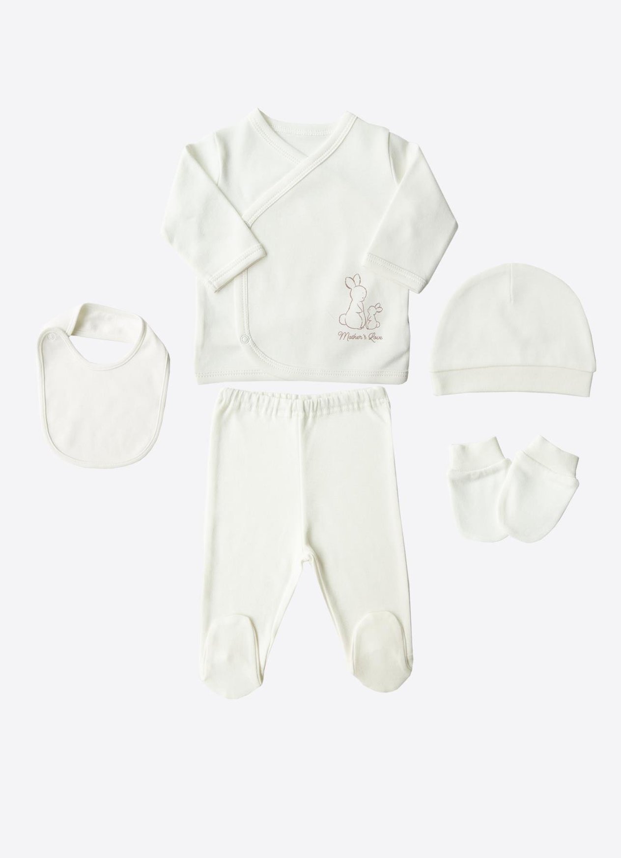 Organik New Basic 5li Zıbın Set Ekru