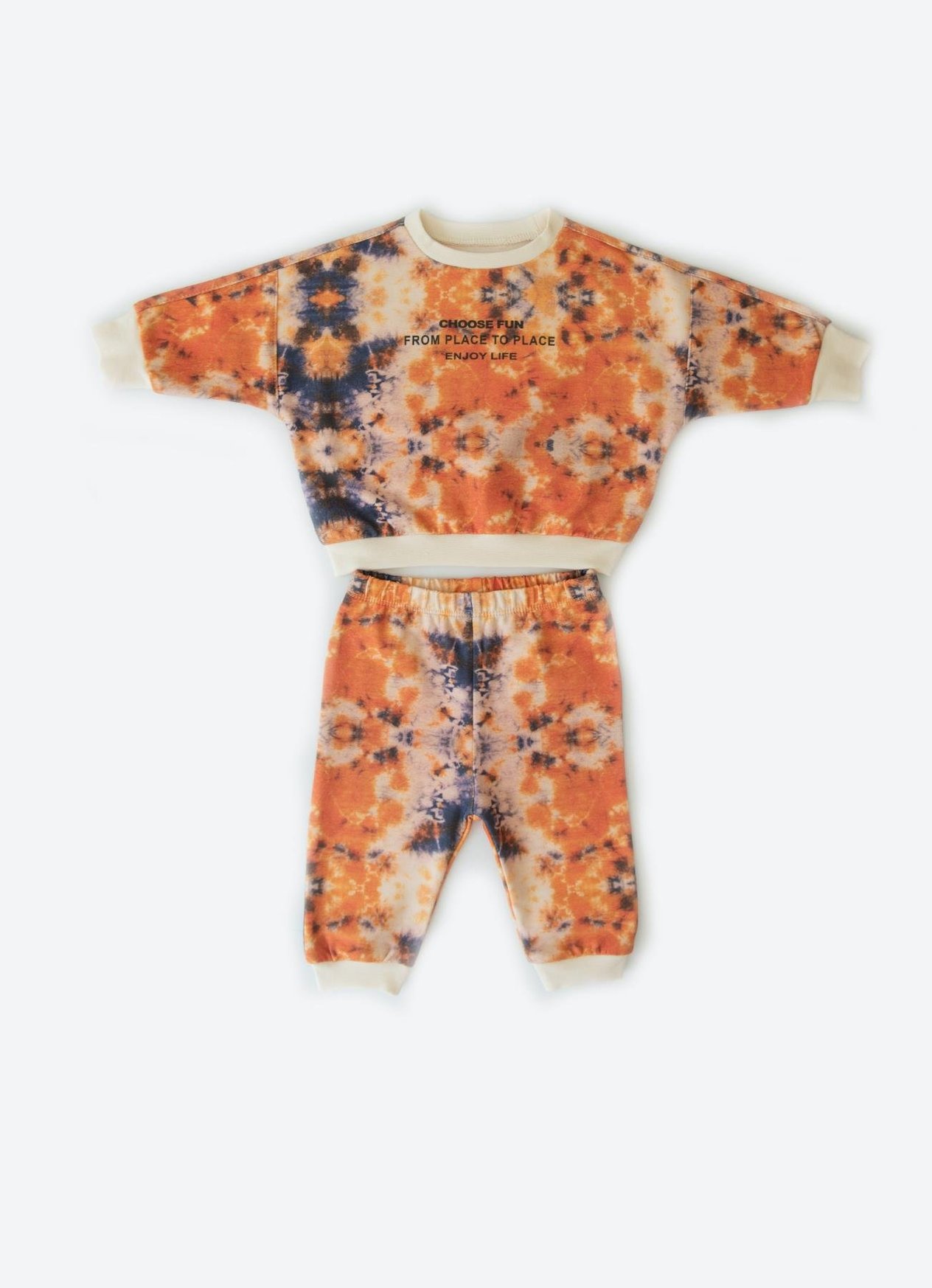 Organik Tie Dye 2li Takım Oranj İndigo
