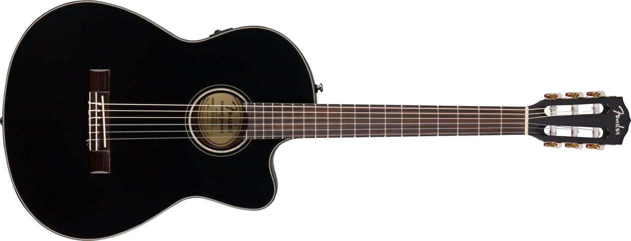 Fender CN-140SCE Nylon Thinline Black Elektro Klasik Gitar
