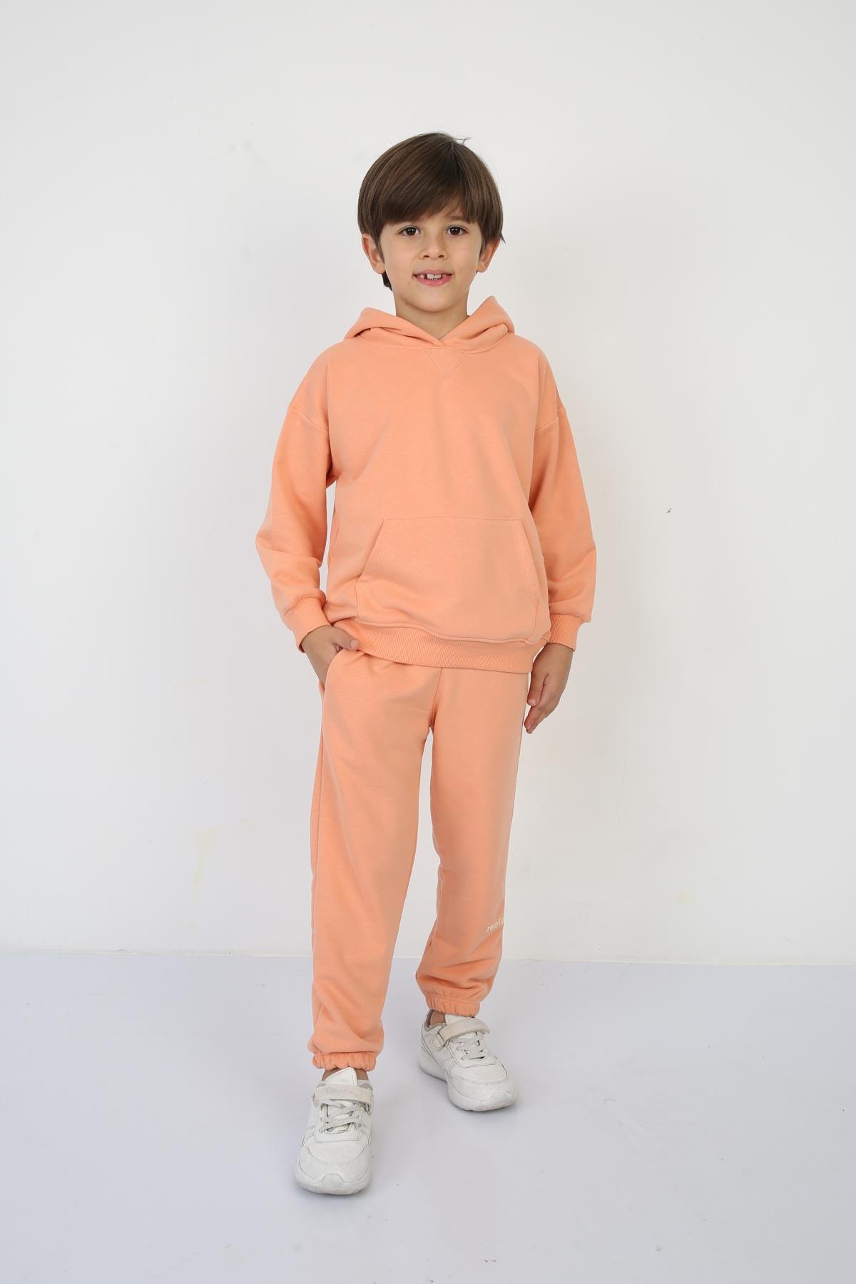 Çocuk Kapüşonlu Orange Eşofman Takımı (2-7 Yaş)