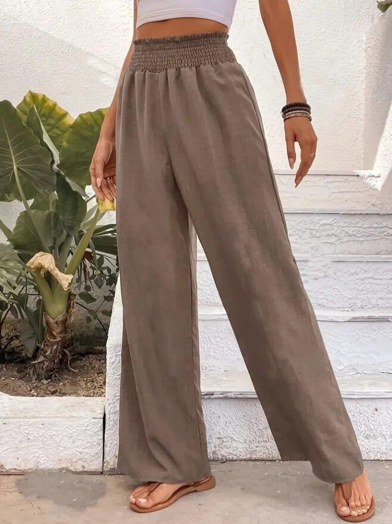 Kadın Yüksek Bel Lastikli Ithal Krep Pantolon