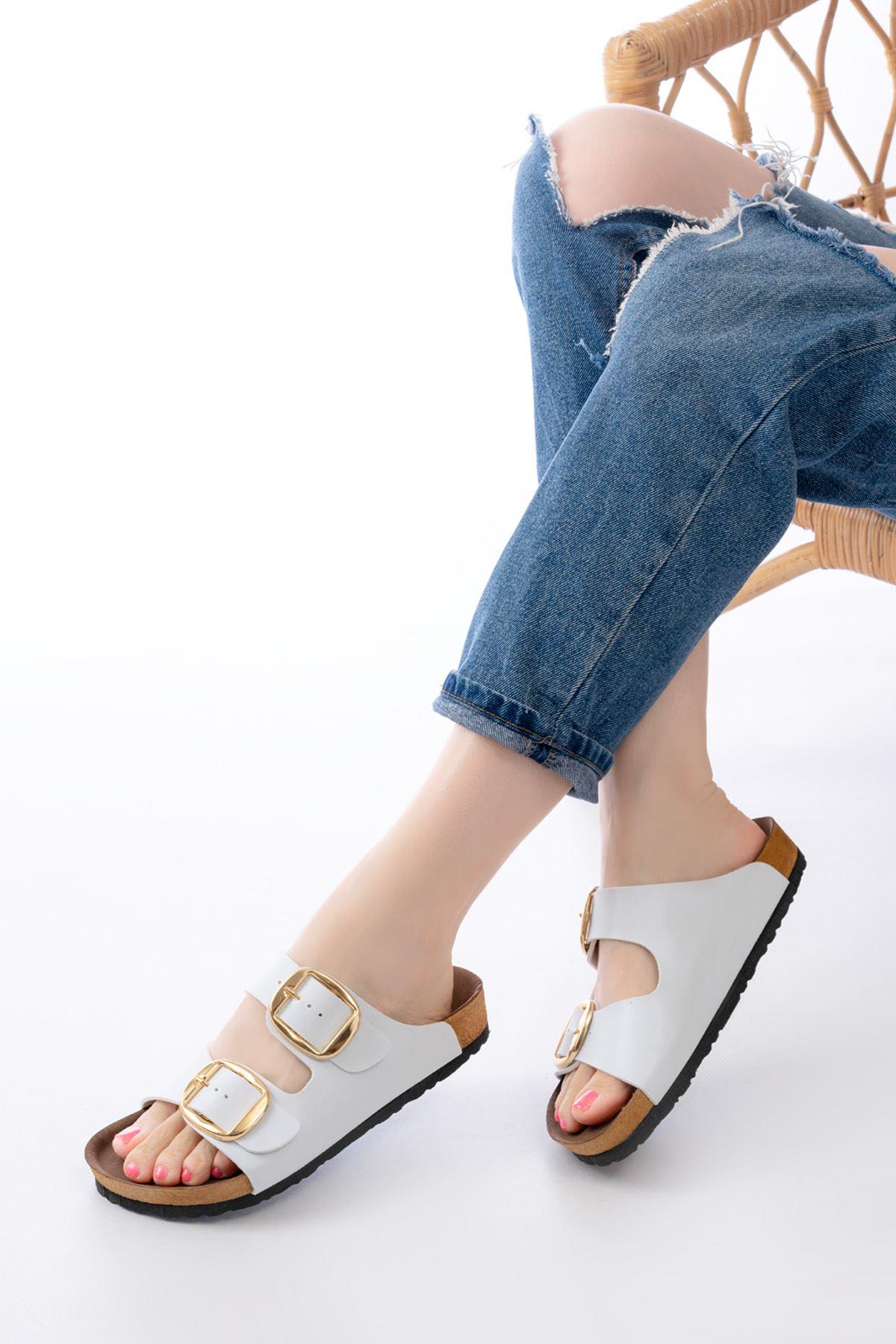 P-101 Beyaz Günlük Birkenstock Kadın Terlik