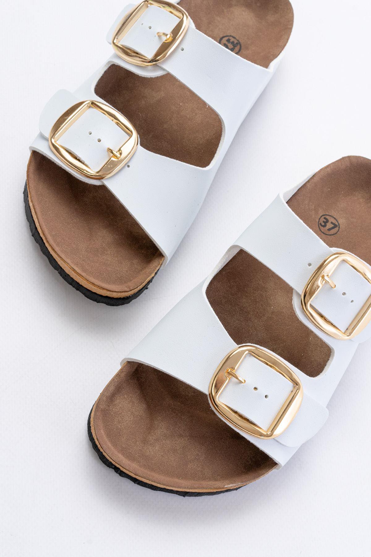 P-101 Beyaz Günlük Birkenstock Kadın Terlik