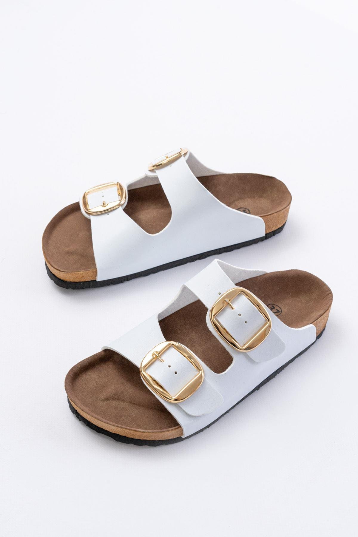 P-101 Beyaz Günlük Birkenstock Kadın Terlik