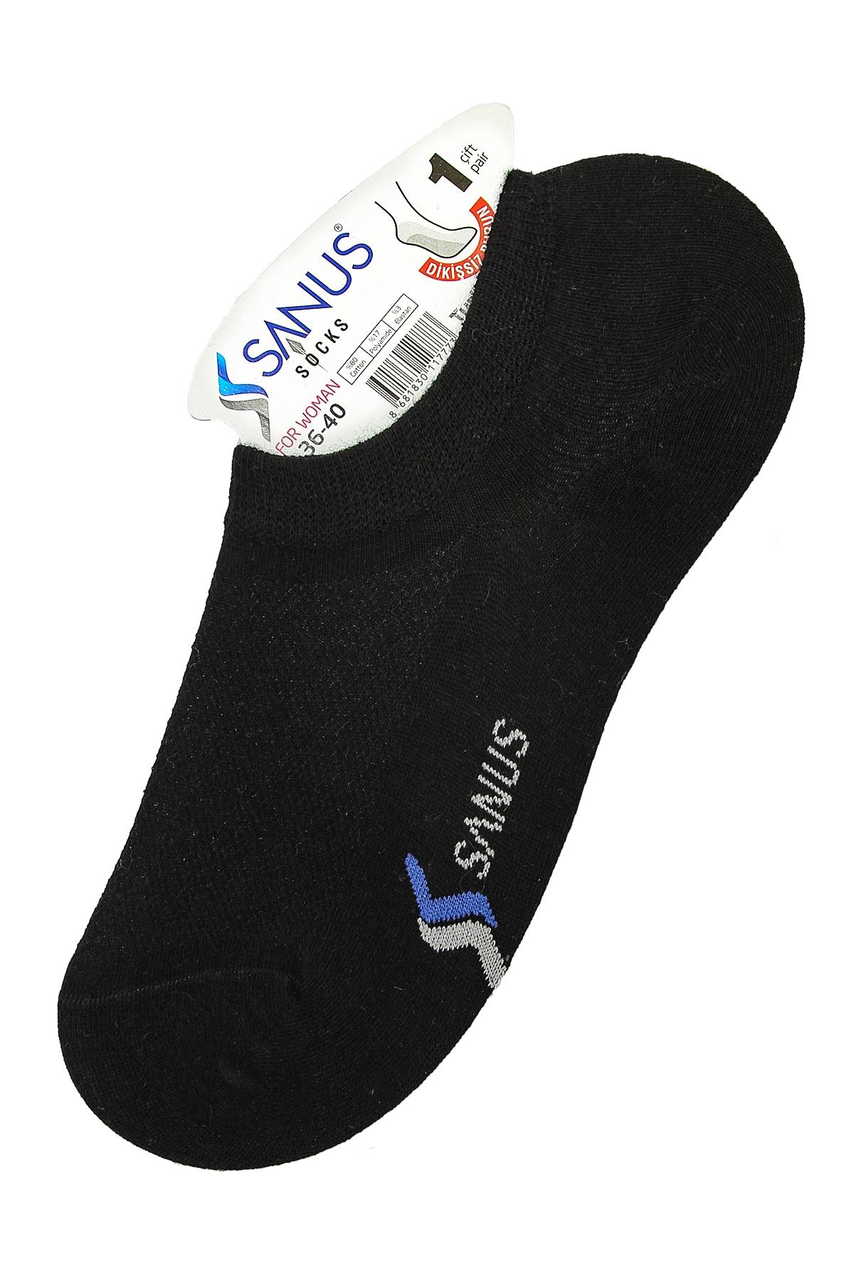 6 Çift Unisex Siyah Patik Çorap 