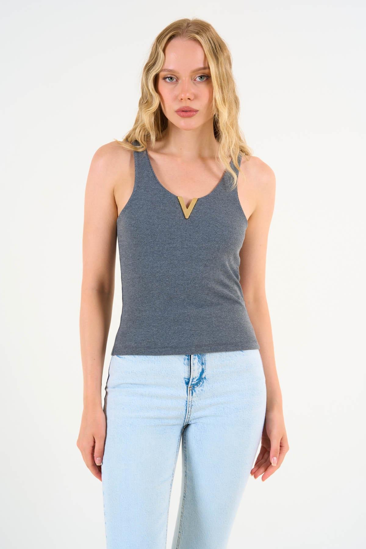 Woman Risay Knit Tank Top - Anthracite