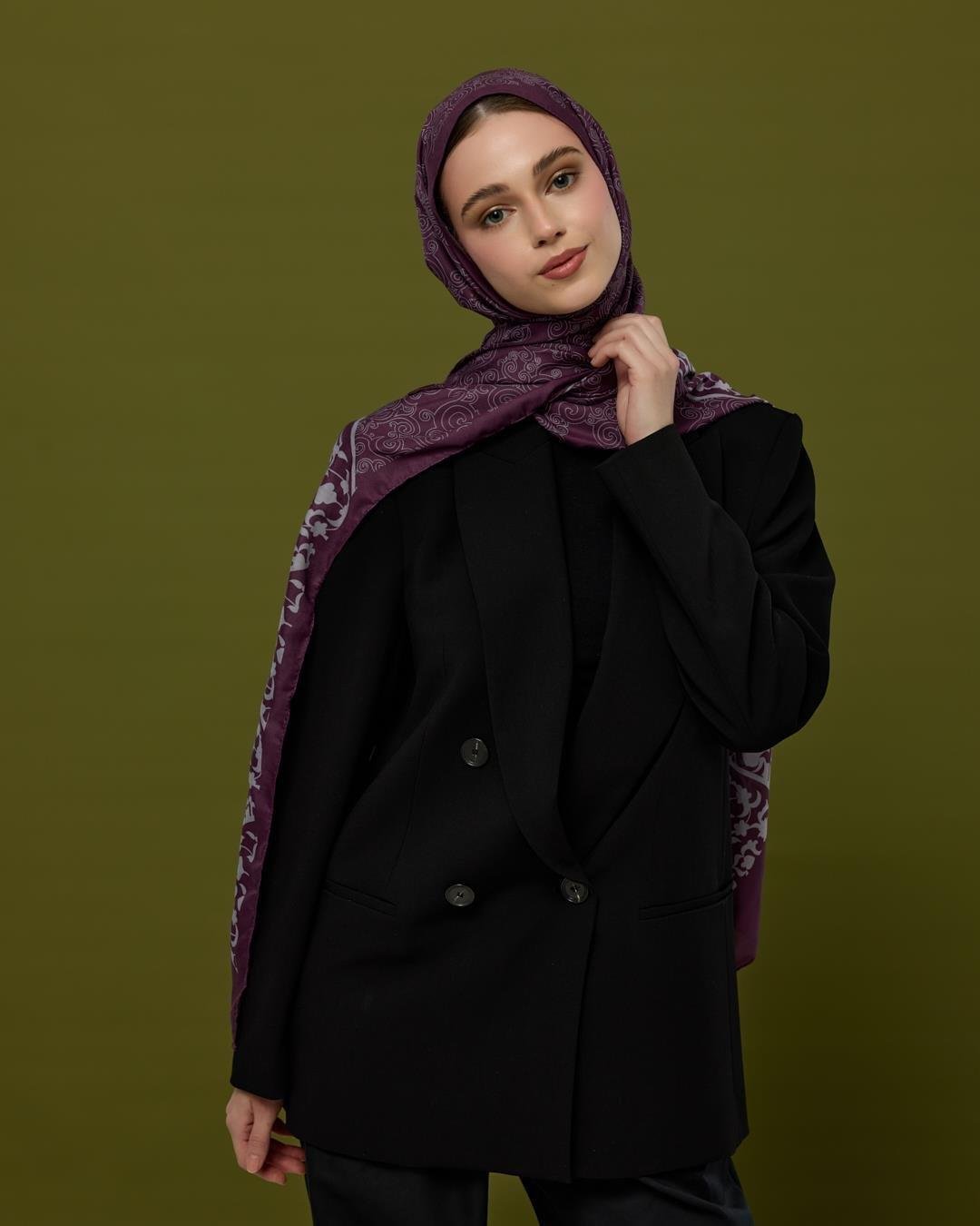 Erguvani & Leylak Saraylı Desen Şal