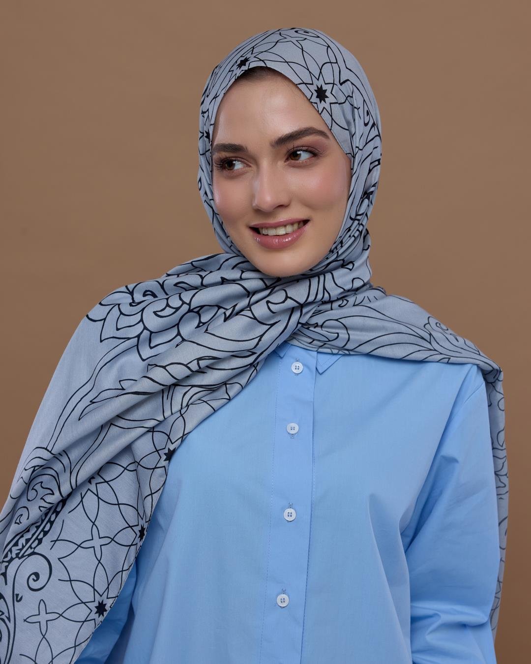 İnci & Siyah Efsunlu Desen Şal