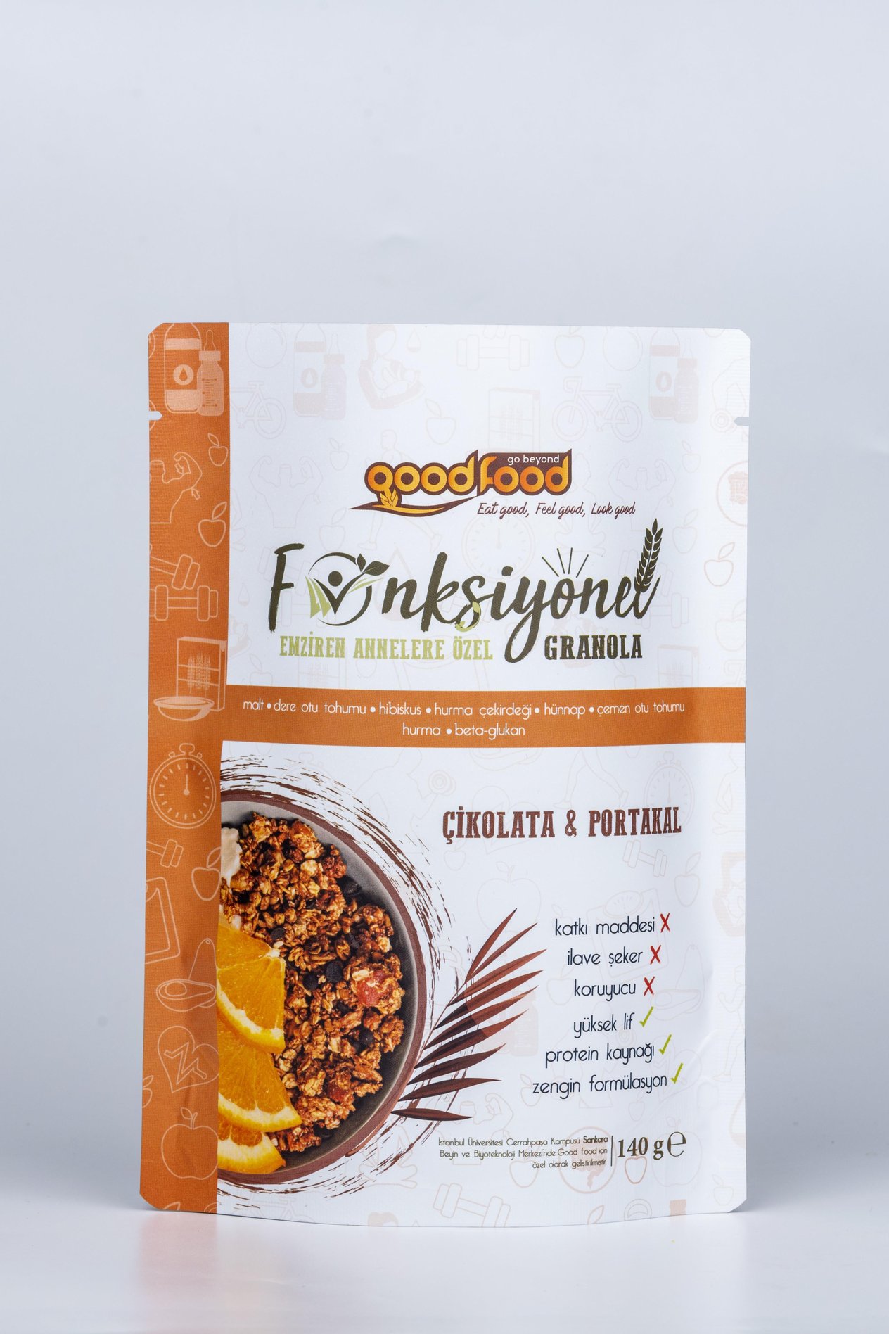 Emziren Annelere Özel Malt ve 7 Özel Bitki İçeren Granola, 3'lu Paket Çikolata & Portakallı, 3x140 g