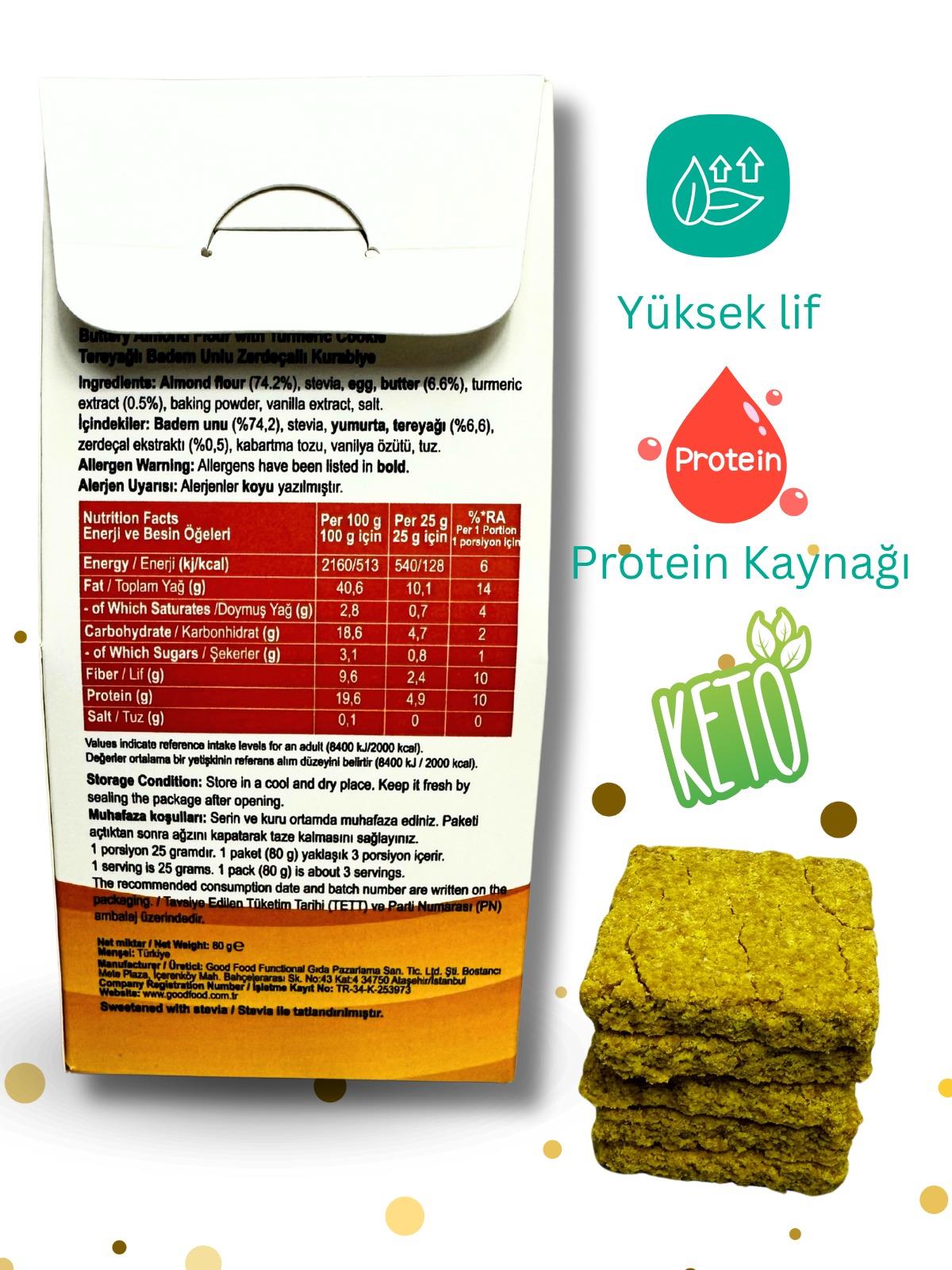 Tereyağlı Badem Unlu Zerdeçallı Cookie 240 Gram