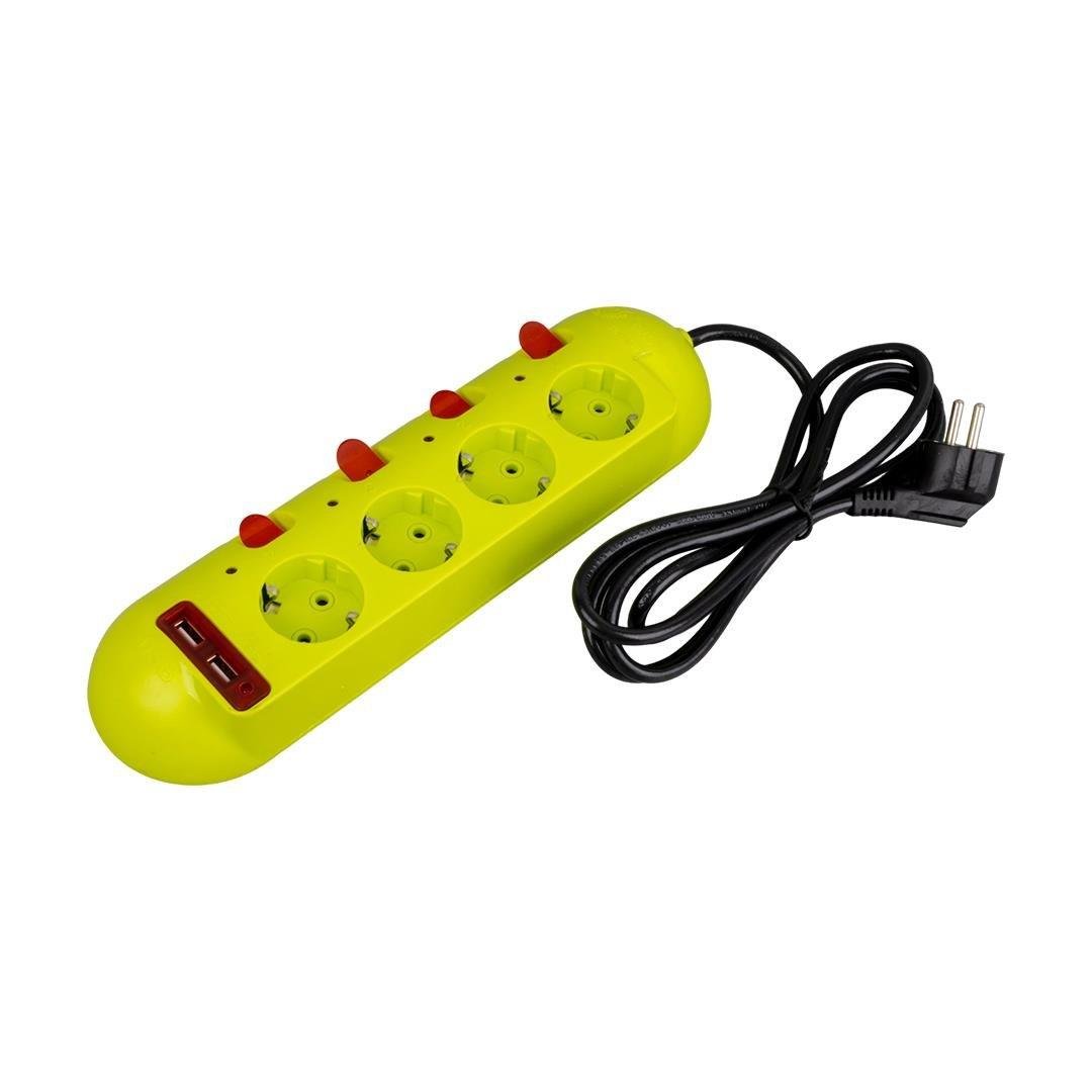 Vea VE-E40USB 4'Lü 2 USB'li 1.5 Metre Ayrı Anahtarlı Grup Priz