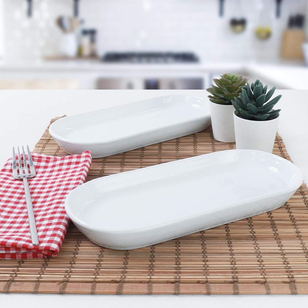 Beyaz Noyan Kayık Tabak 2 Adet 26 Cm