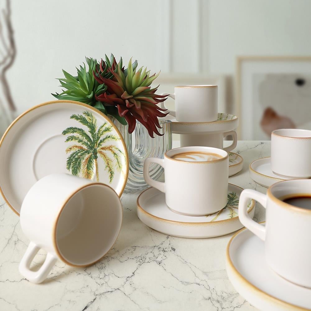 Bronze Palmiye Stackable Çay Takımı 12 Parça 6 Kişilik 22902-03