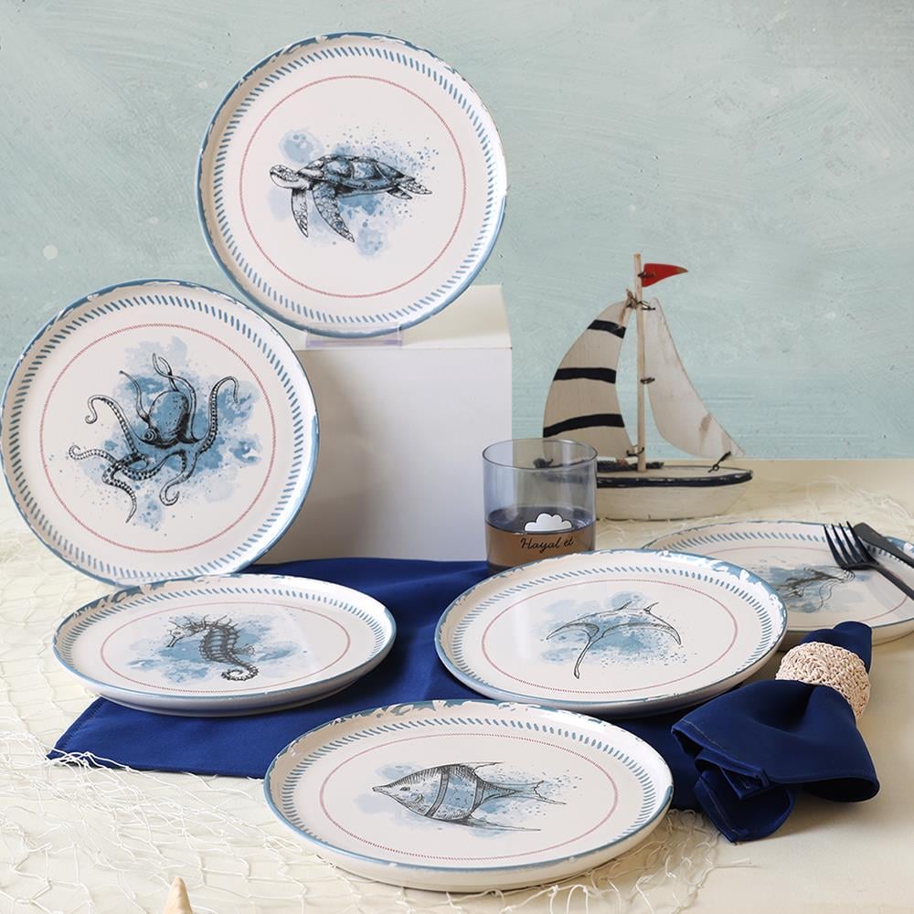 Keraart Marine Life Pasta Tabağı 22 Cm 6 Adet 21768-73