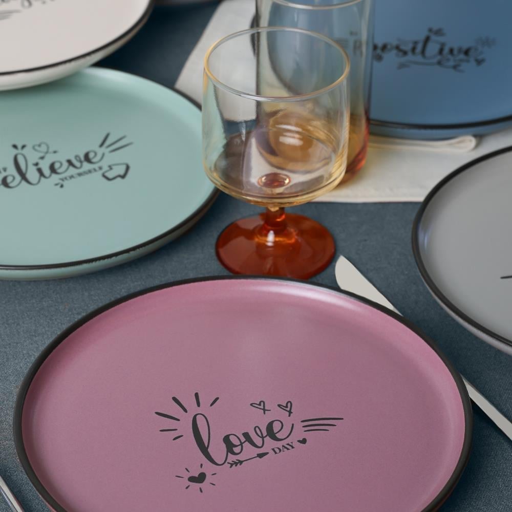 Keraart Rainbow Motto Nordic Pasta Tabağı 22 Cm 6 Adet