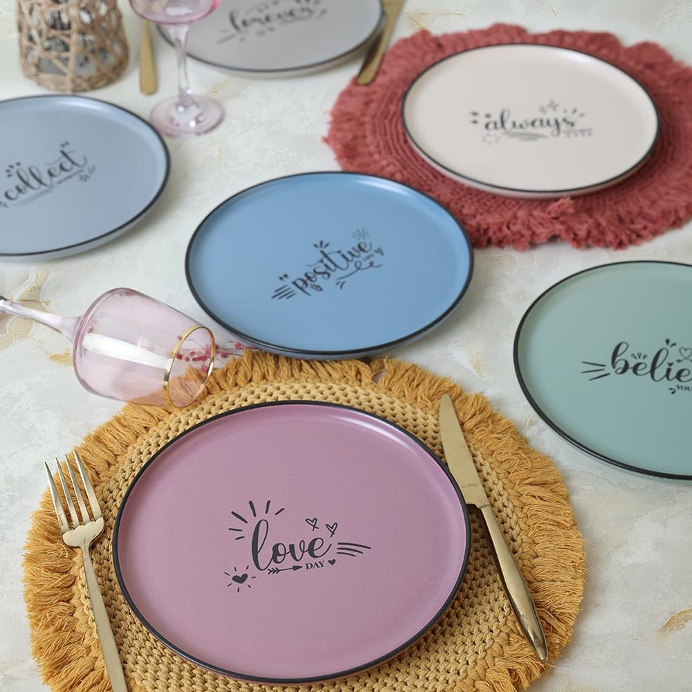 Keraart Rainbow Motto Nordic Pasta Tabağı 22 Cm 6 Adet
