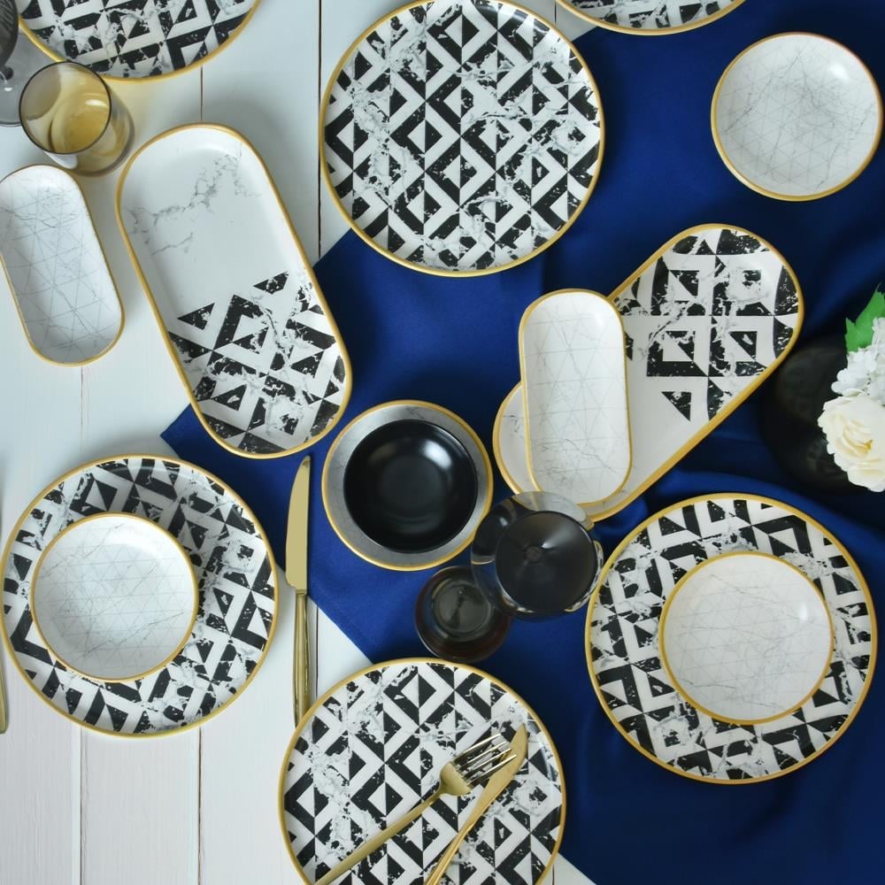 Keraart Trigon Marble Kahvaltı Takımı 18 Parça 6 Kişilik 18766-68-69