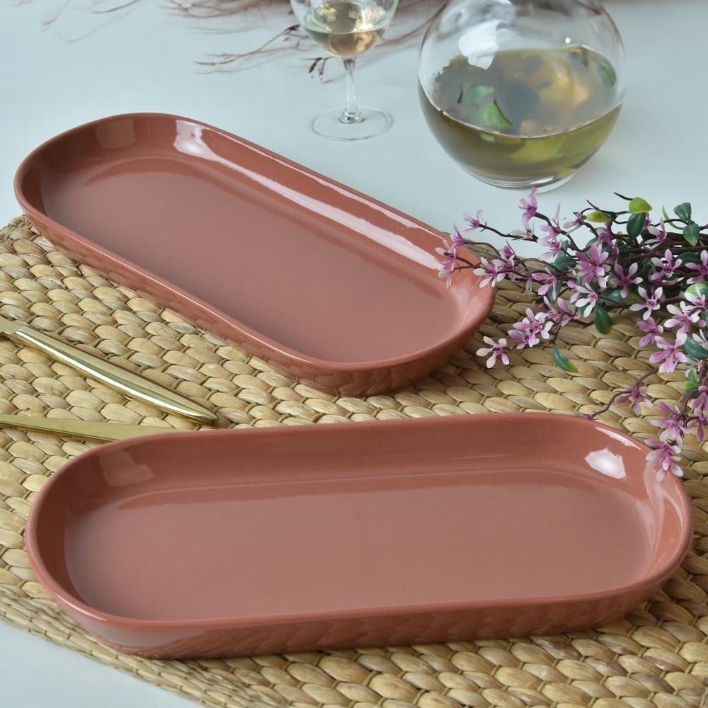 Kızıl Kahve Noyan Kayık Tabak 26 Cm 2 Adet 607