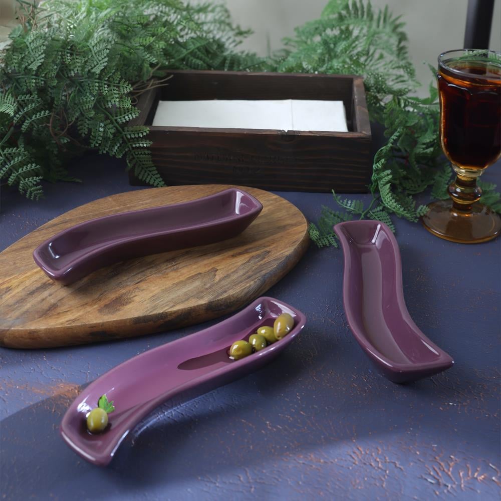 Mor İvory Zeytinlik 3 Adet 18 Cm
