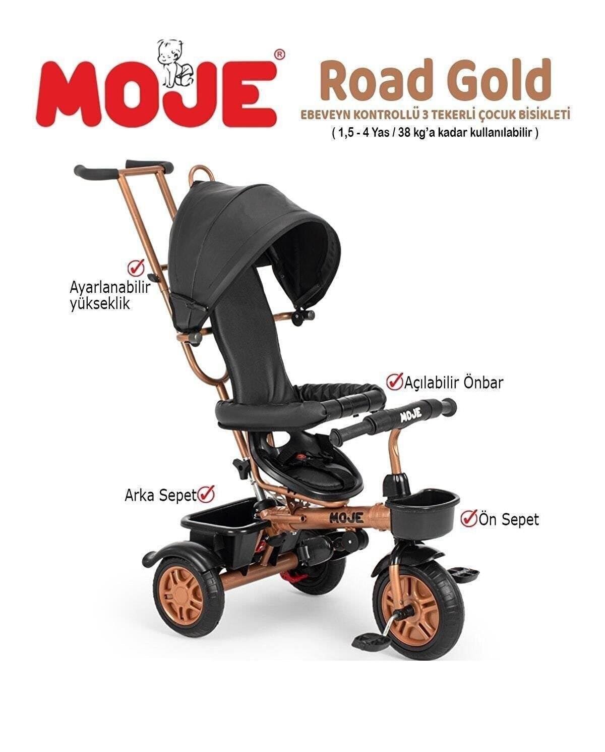 Moje Road Ebeveyn Kontrollü 3 Tekerli Çocuk Bisikleti Gold Moje MJ 716
