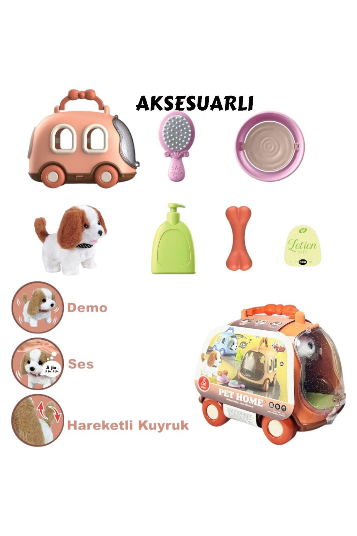 SESLI HAREKETLI KOPEK VE ARABA CANTA KOPEK EVI KAHVE Diğer JND 6802 K