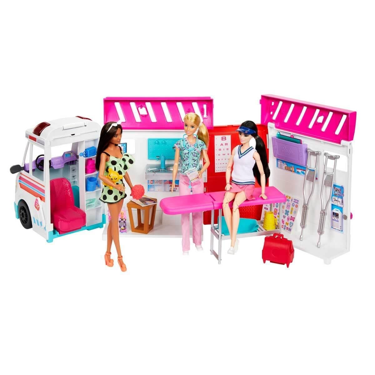 Barbie Dönüşen Ambulans ve Klinik Oyun Seti HKT79 Barbie HKT79