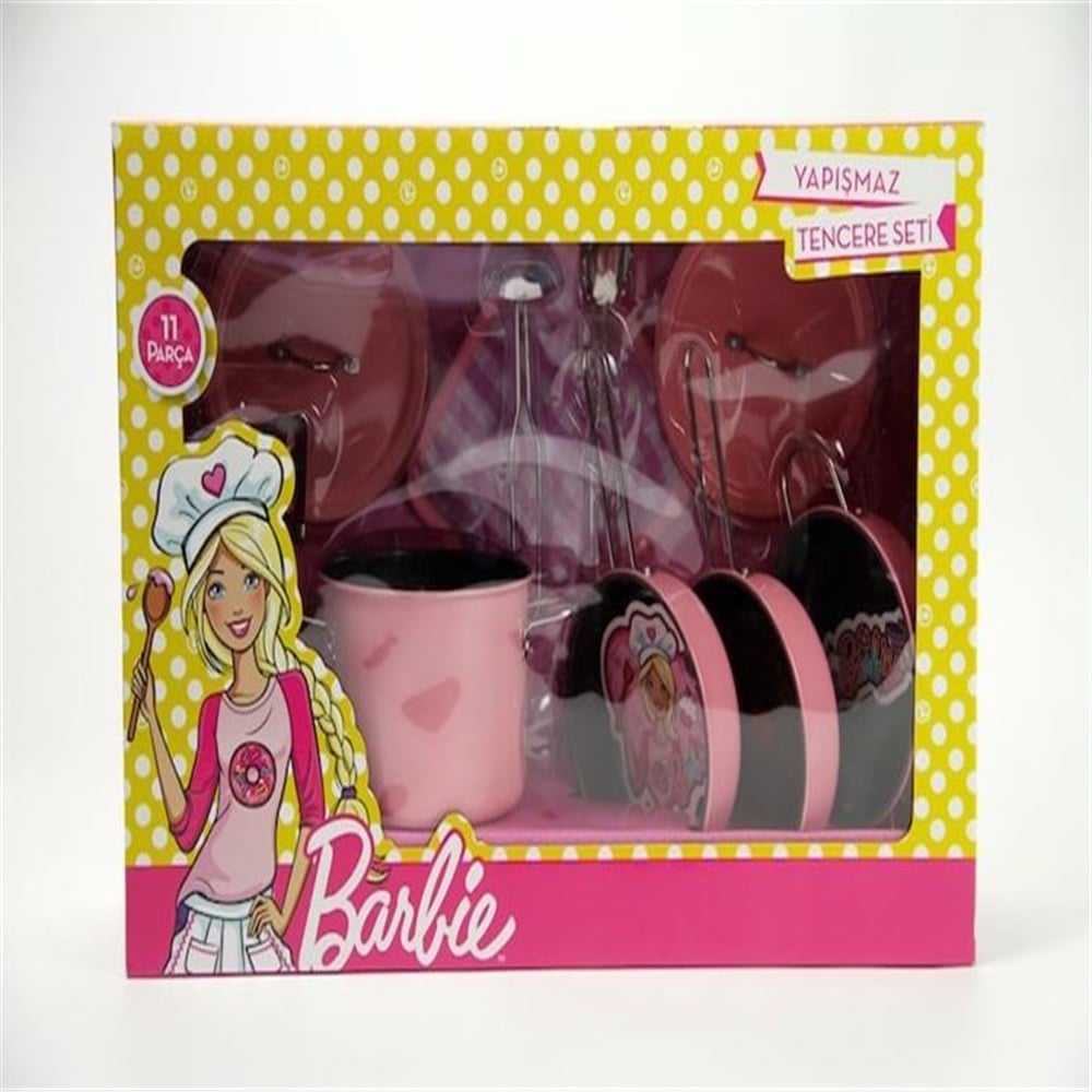 Barbie Kutulu 11 Parça Yapışmaz Tencere Tava Seti 