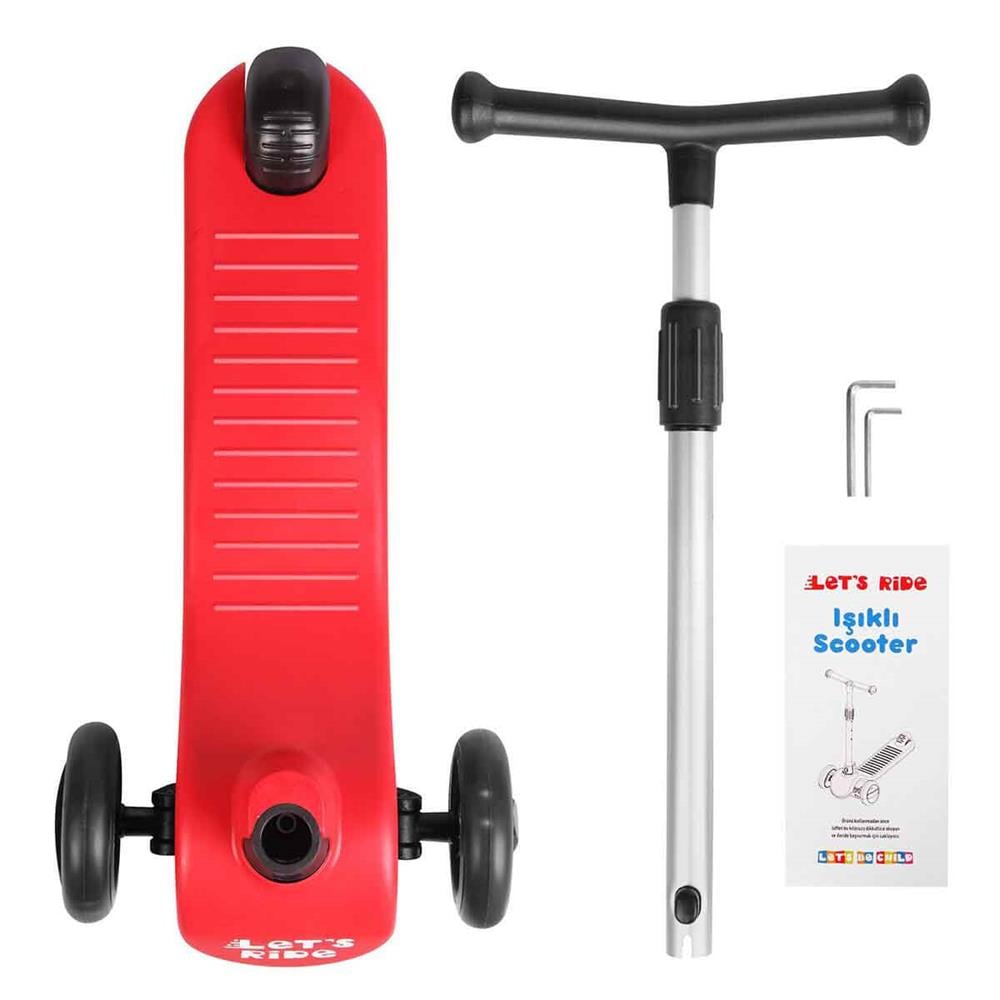 LC Let's Ride Işıklı ve 3 Tekerlekli Kırmızı Çocuk Scooter Lets Be Child ENF LC 30906