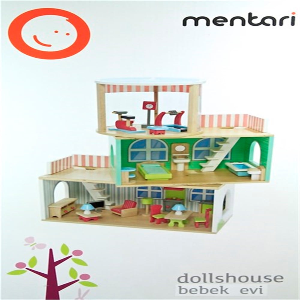 Mentari Ahşap 3 Katlı Eşyalı Bebek Evi
