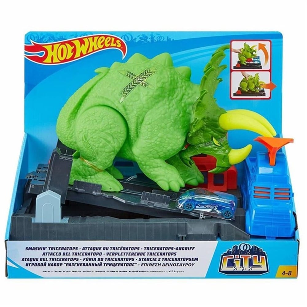 HOT WHEELS TRICERATOPS SALDIRISI OYUN SETI GBF97 Toystop GBF97