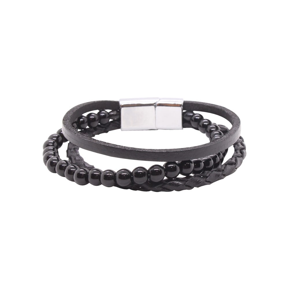 Leather Cool SeriesCMC6623Çelik Deri Boncuklu Bileklik