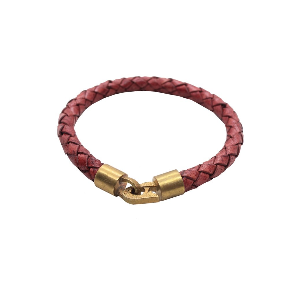 Leather Cool SeriesCMC9813Kırmızı Bronz Deri Bileklik 