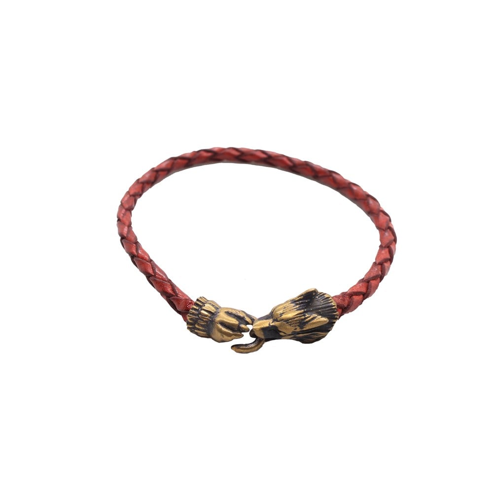 Leather Cool SeriesCMC9812Kırmızı Bronz Deri Bileklik 