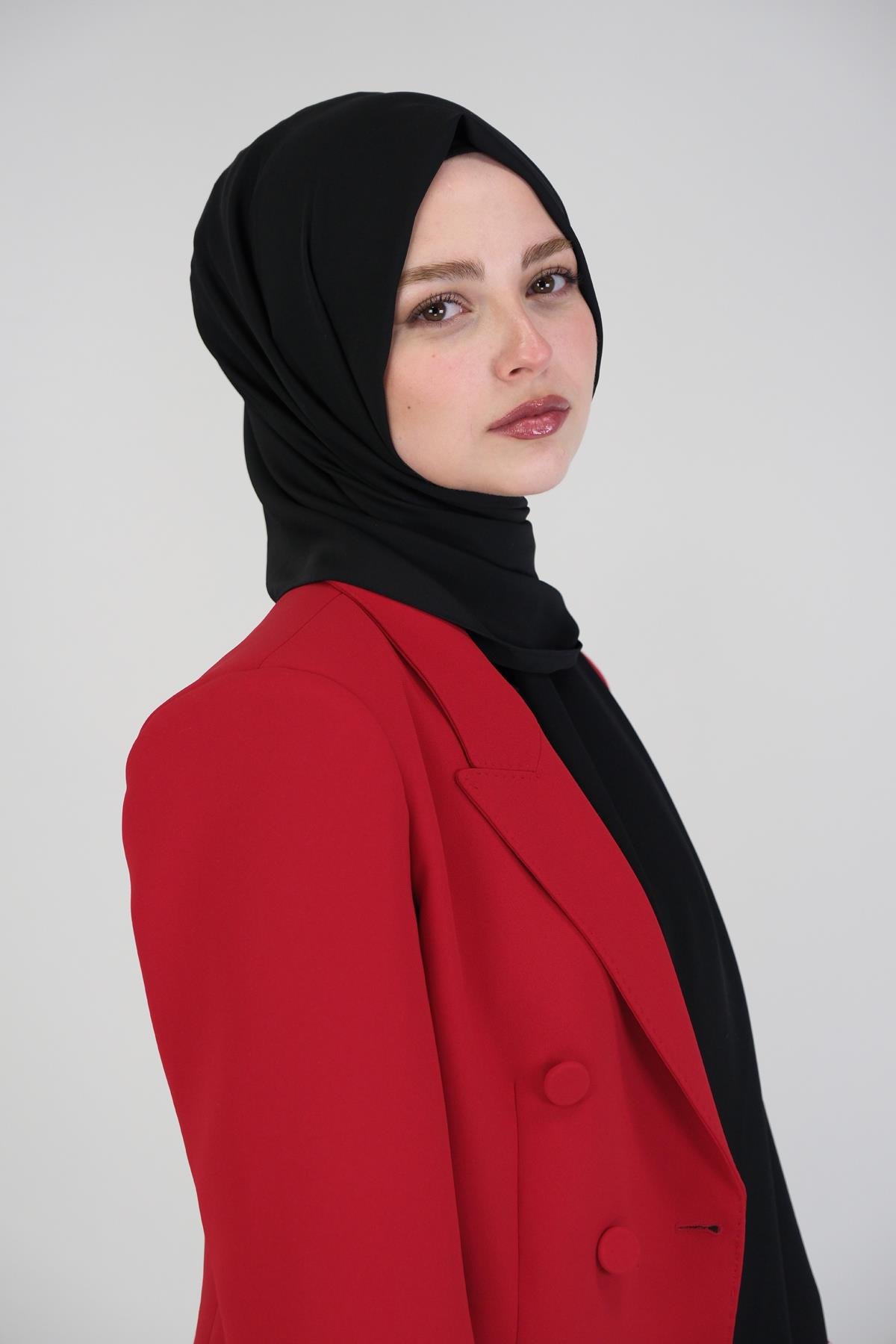 siyah krep şifon
