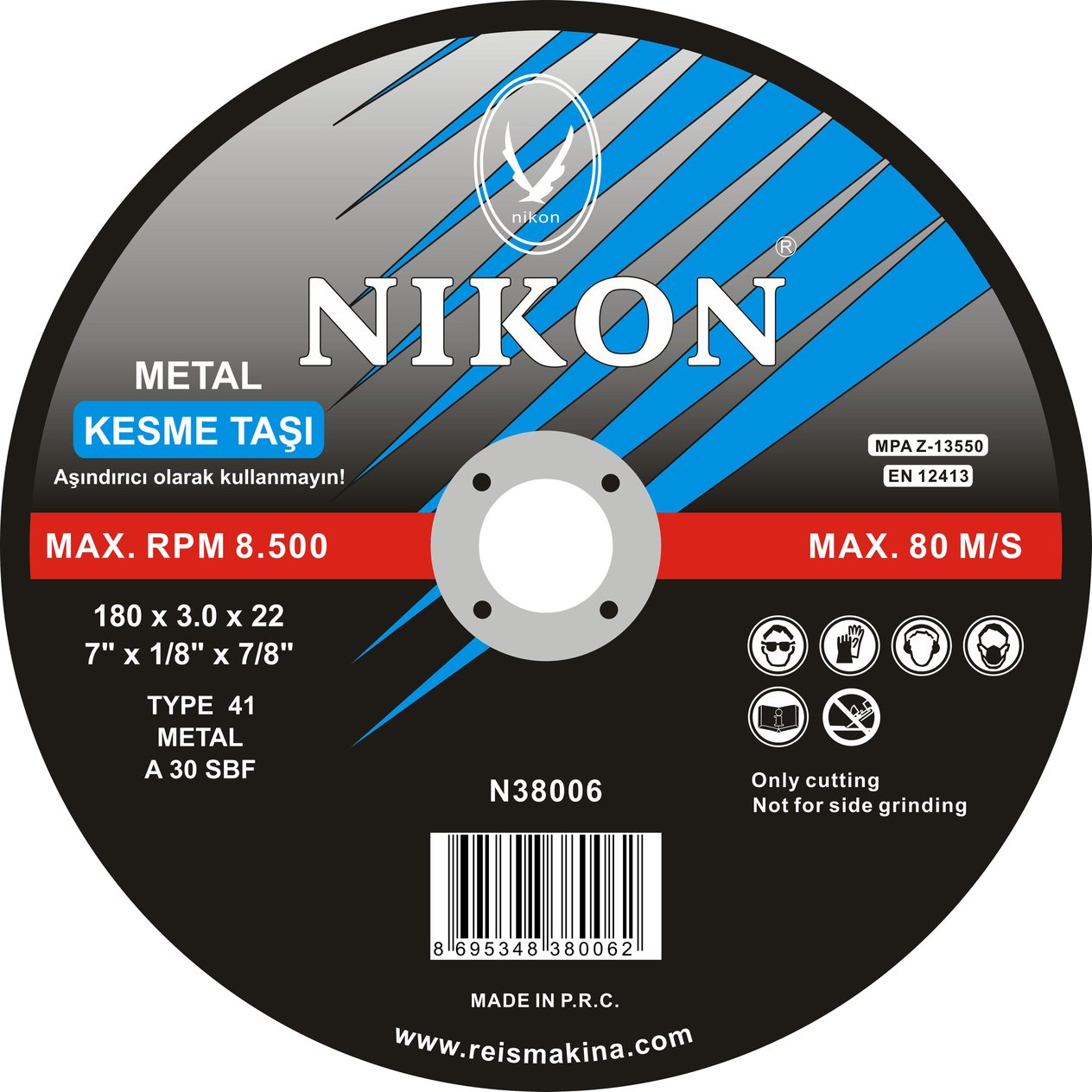 METAL FLEX KESME TAŞI 180x3.0x22 mm