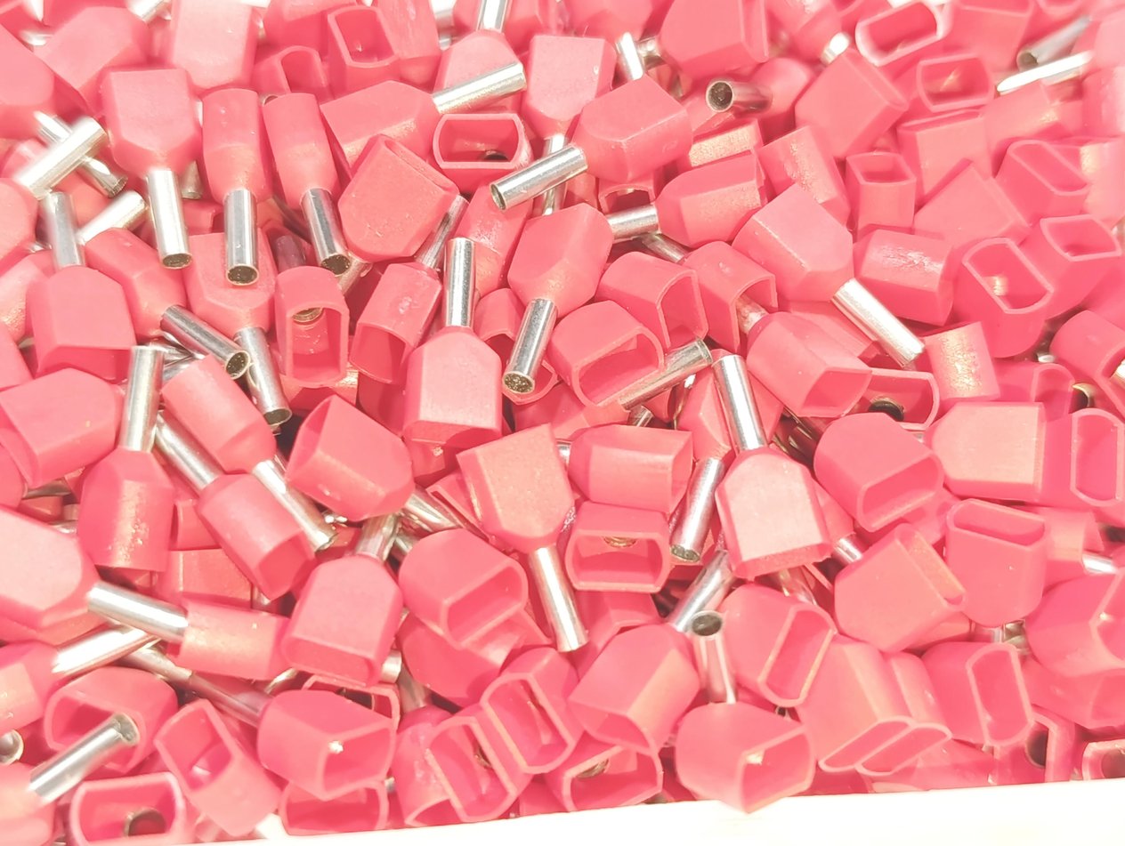 1,5mm Çift Girişli İzoleli Kablo Yüksüğü Alman Normu Kırmızı Renk - 1 Paket - 500Adet 