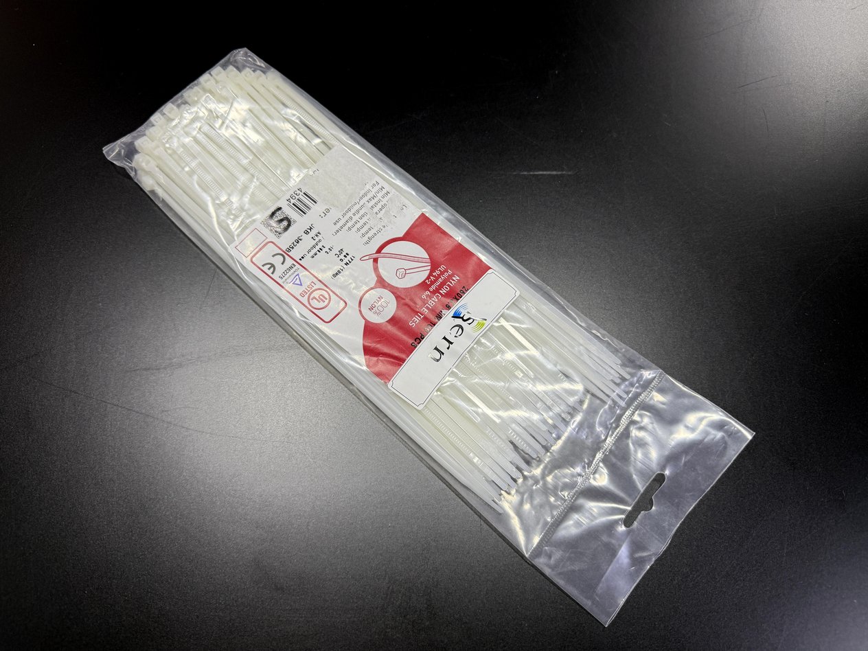 25cm boy 3,6mm kalınlık Standart Beyaz Kablo Bağı Plastik Kelepçe - 1 Paket - 100Adet 