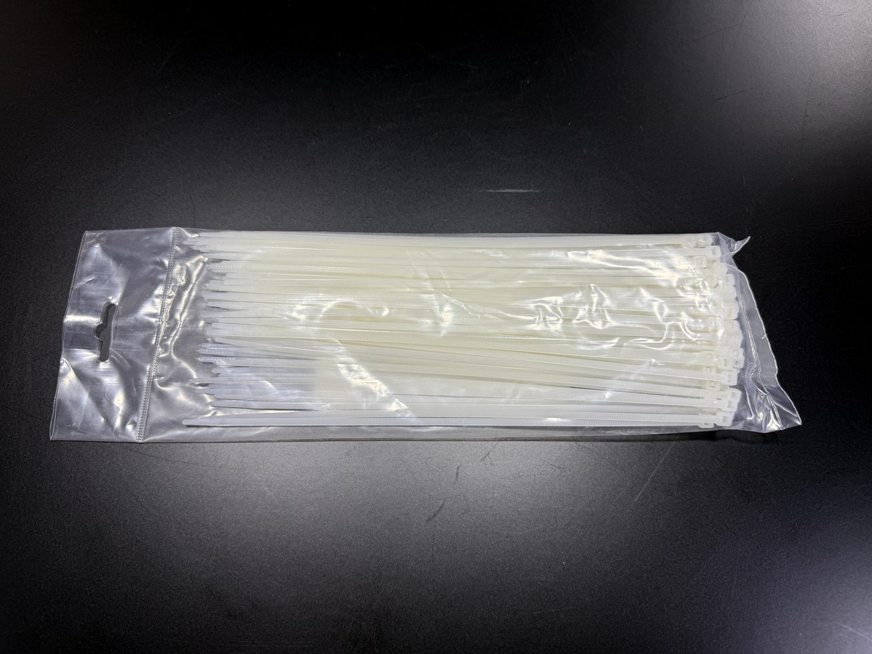 25cm boy 3,6mm kalınlık Standart Beyaz Kablo Bağı Plastik Kelepçe - 1 Paket - 100Adet 