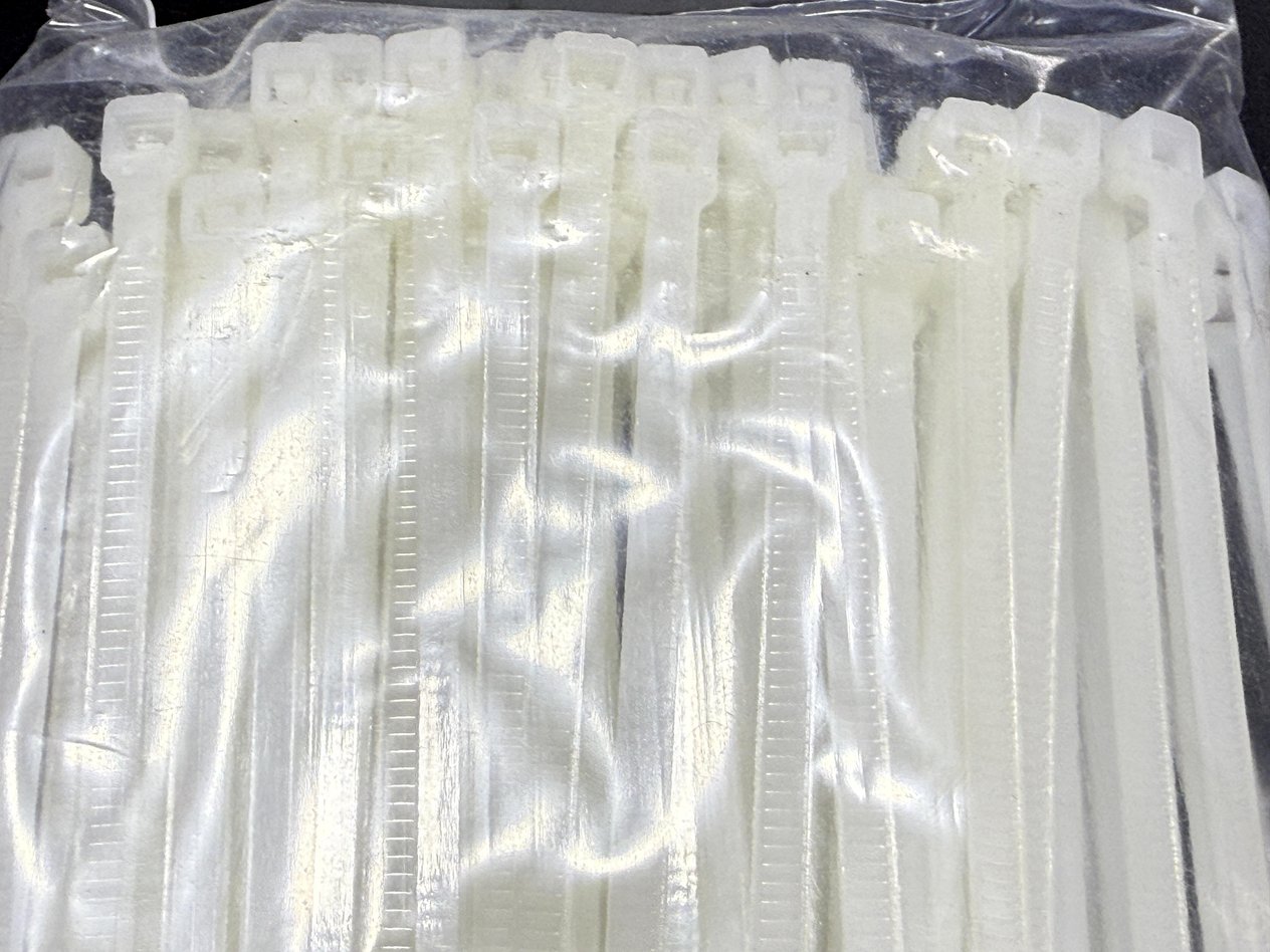 25cm boy 3,6mm kalınlık Standart Beyaz Kablo Bağı Plastik Kelepçe - 1 Paket - 100Adet 