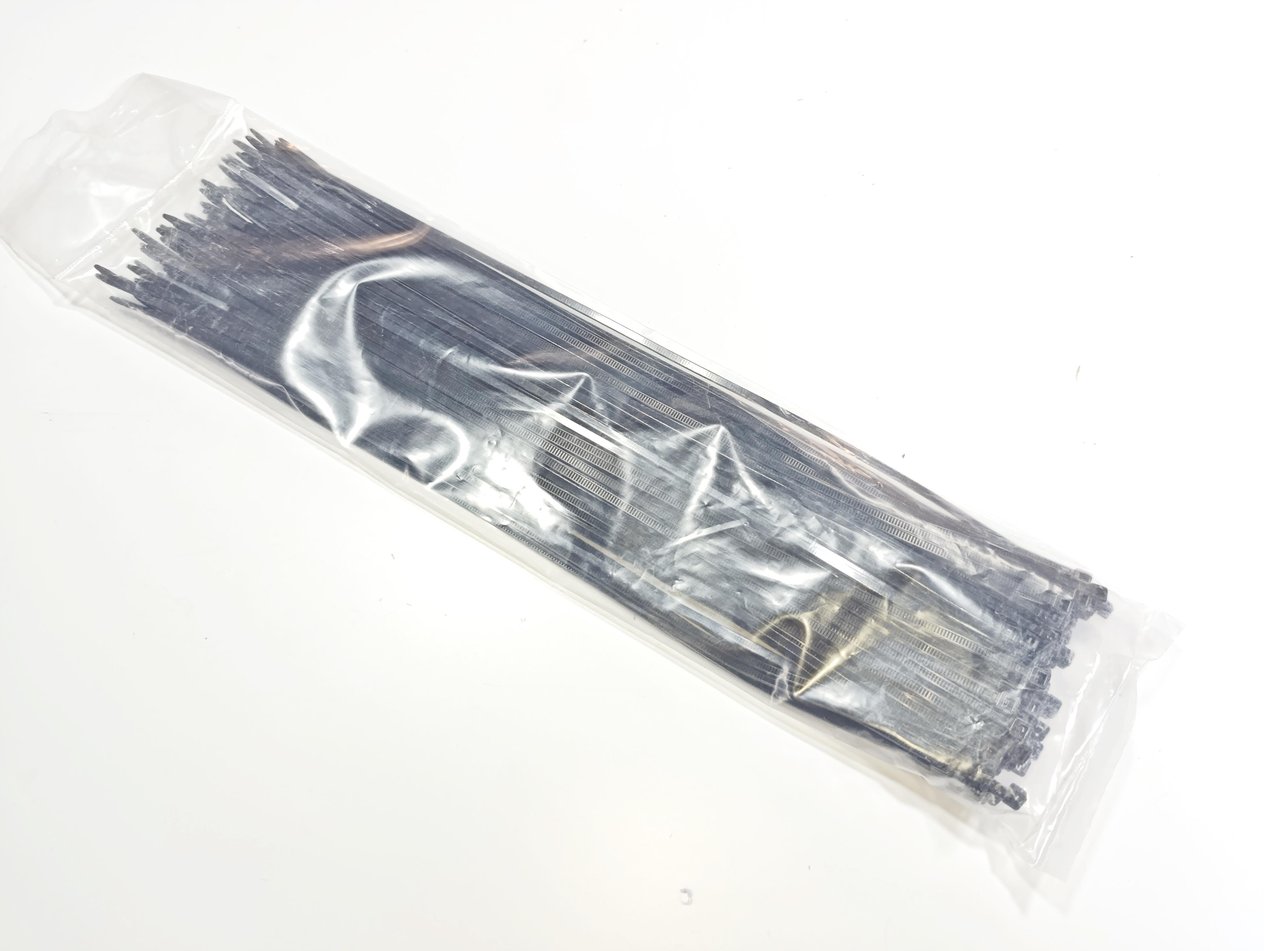 37cm boy 3,6mm kalınlık Standart Siyah Kablo Bağı Plastik Kelepçe - 1 Paket - 100Adet 