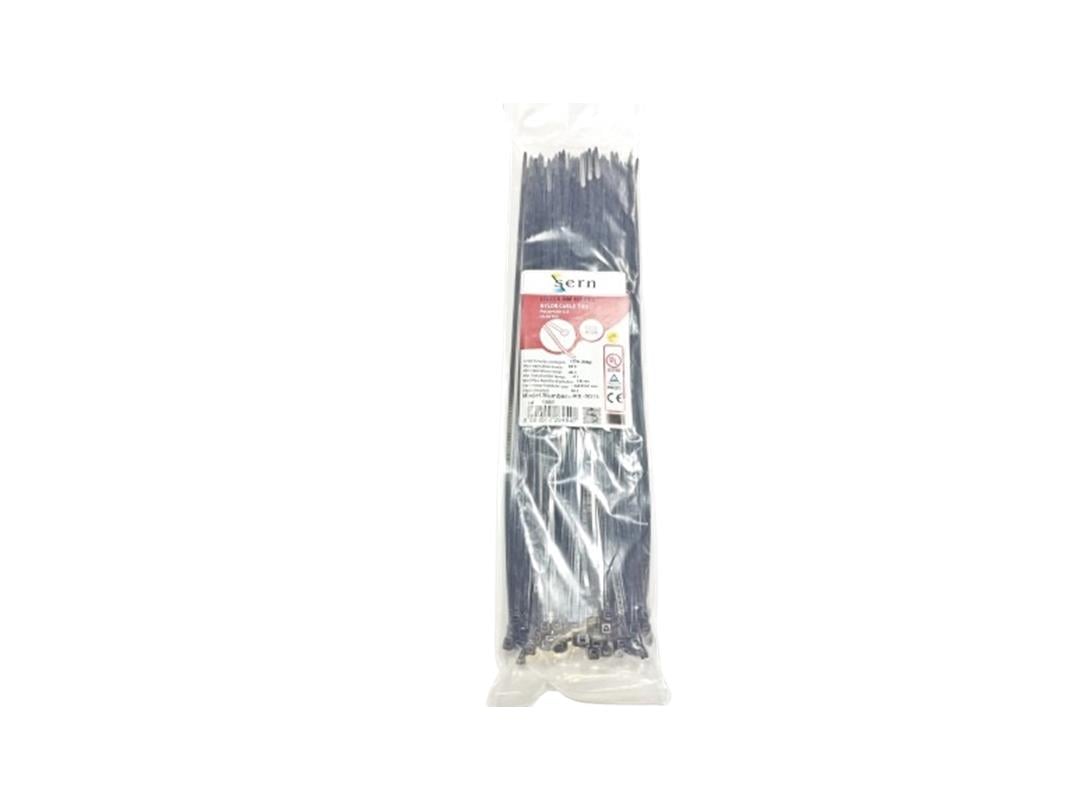 37cm boy 3,6mm kalınlık Standart Siyah Kablo Bağı Plastik Kelepçe - 1 Paket - 100Adet 