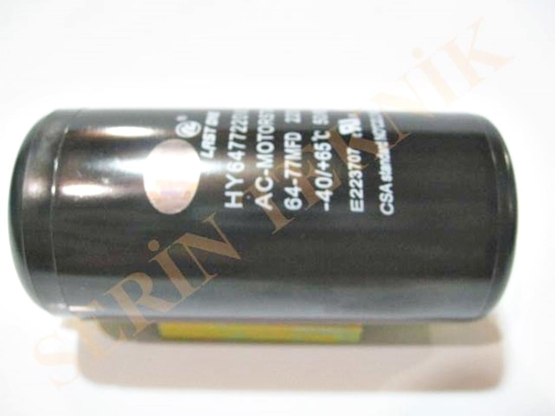 64-77 uF Mikrofarad 220V AC Start Kondansatörü Kapasitör Kapak ve Kelepçeli