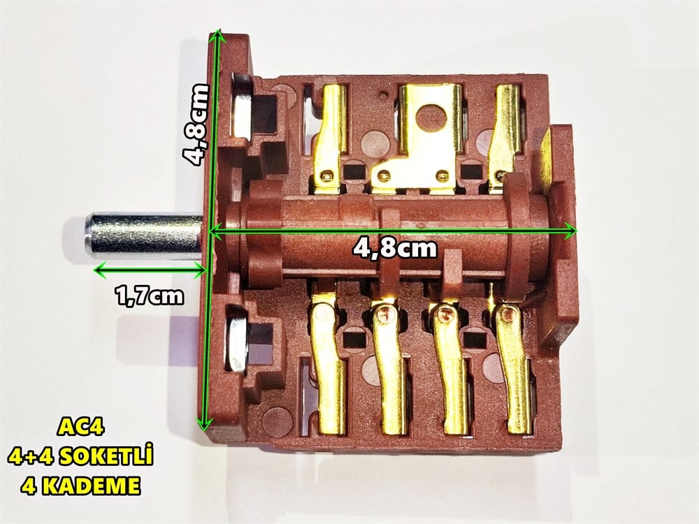 Ankastre fırın 4+4 AC4 4 kademe polyemit çevirmeli şalter
