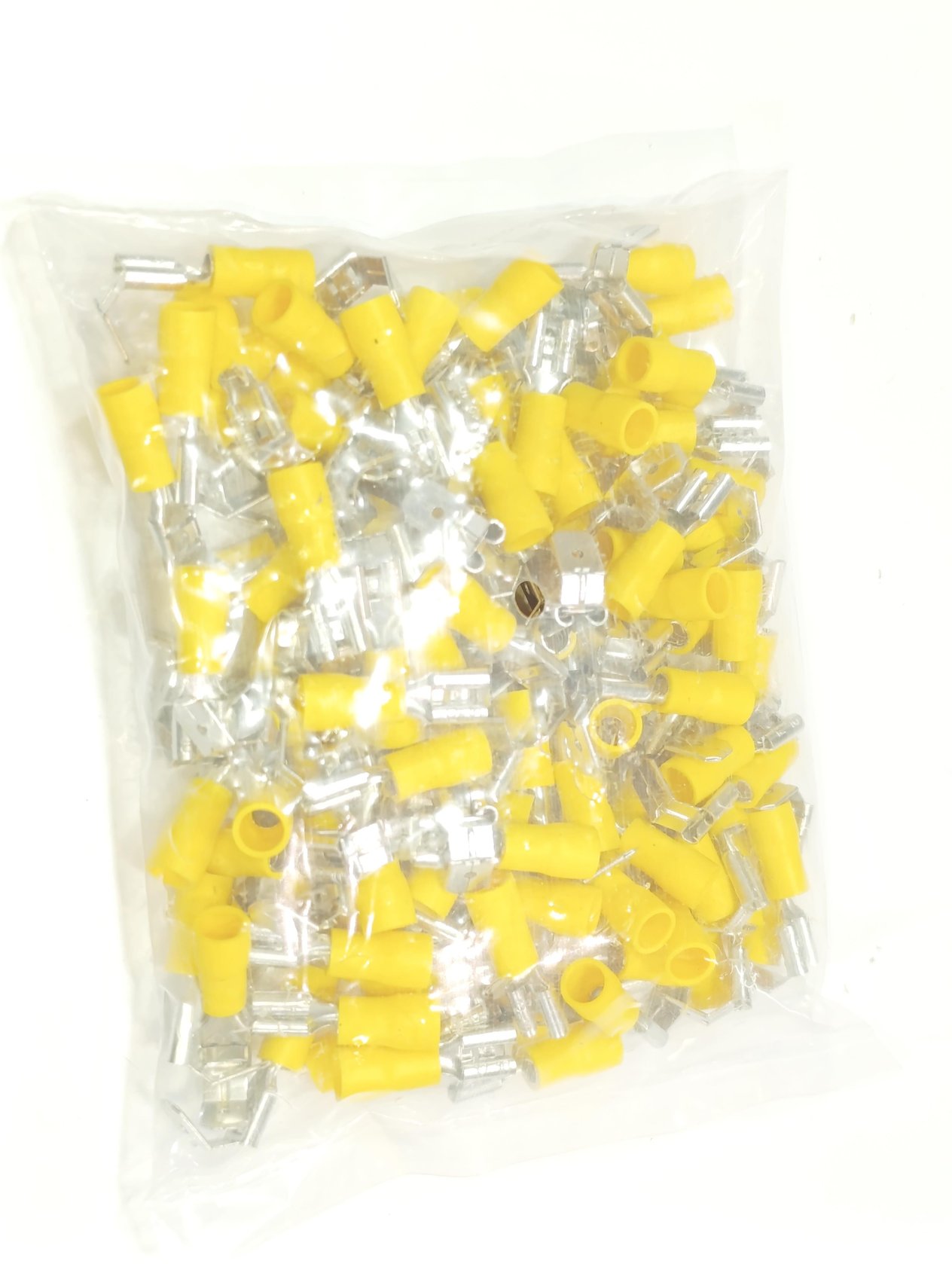 Erkek / Dişi Geri Dönüşüm Terminali 0,8x6,35 Soket İzoleli Sarı Renk (4x6mm² ) - 1 Paket - 100Adet 