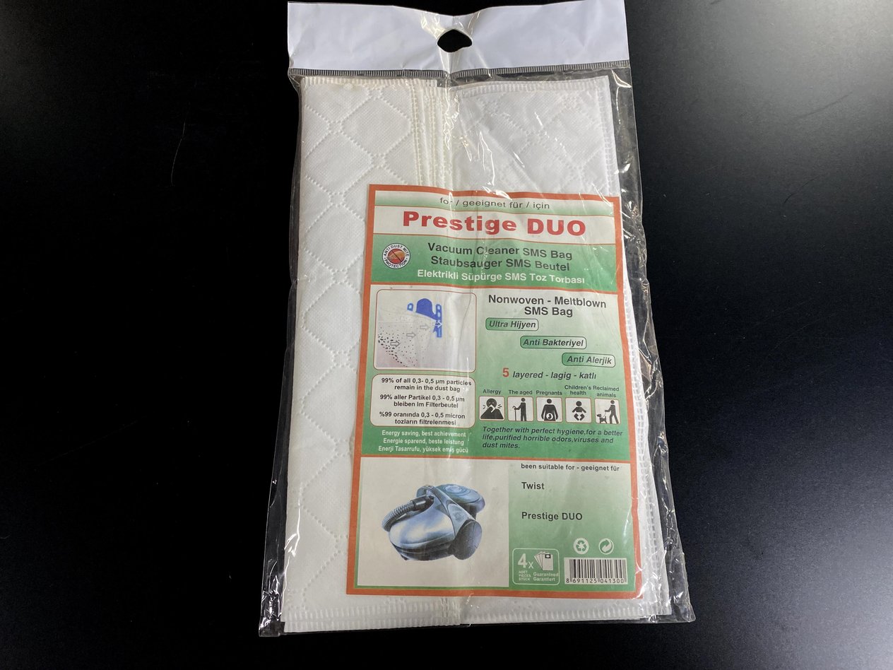 Fakir Prestige Duo Modele Uyumlu SMS Sentetik Elektrikli Süpürge Toz Torbası (5'li Paket) 