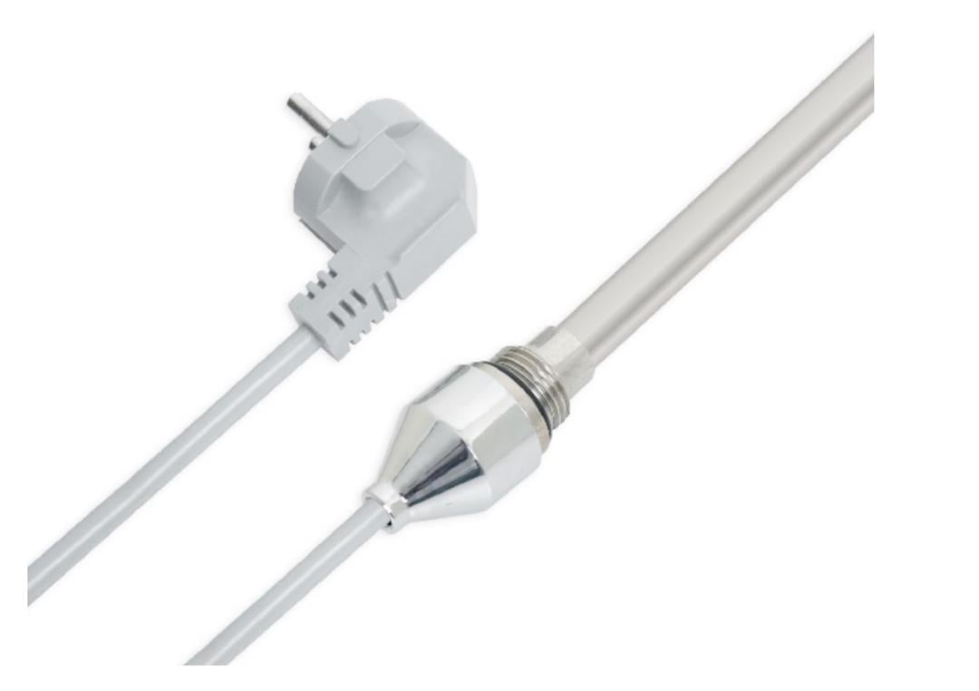 Havlupan Isıtıcı Rezistans 1200 W / 230 V / L: 900 mm, Krom Kapak, 110cm TTR Gri Kablolu, Fişli HO02 - Towel Radiator Heater Resistance 1200 W / 230 V / L: 900 mm, Chrome Cover, 110cm TTR Gray Cable, With Plug HP02